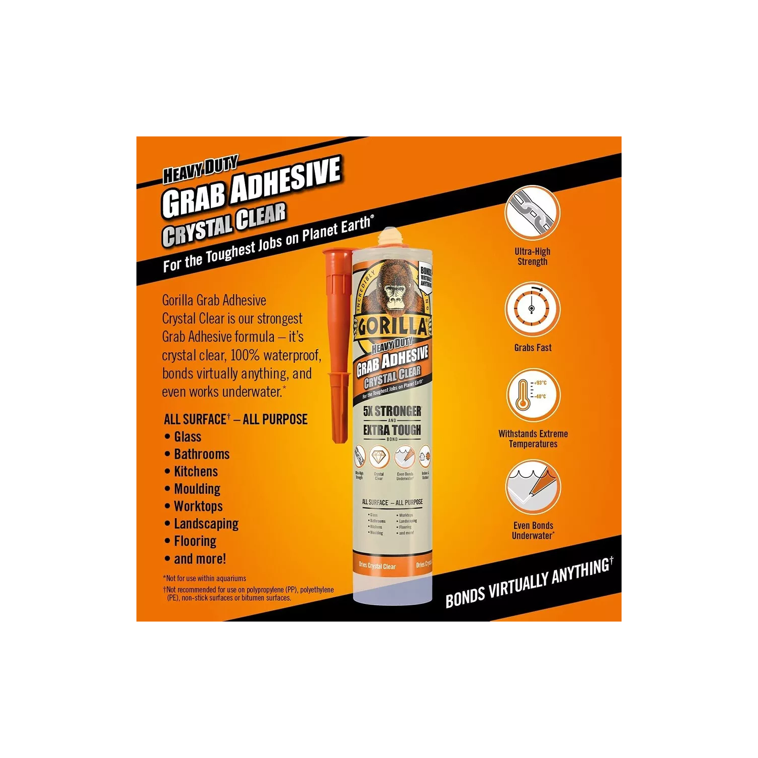 Gorilla Grab Adhesive Crystal Clear 270ml Cartridge 2044401 - Image 3