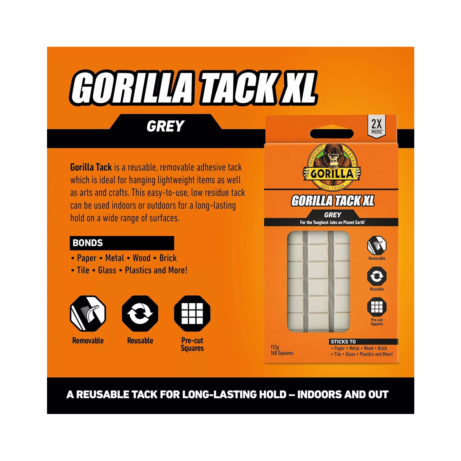 Gorilla Tack XL Pack 112g | 168 Pre-Cut Squares 115770 - Image 3