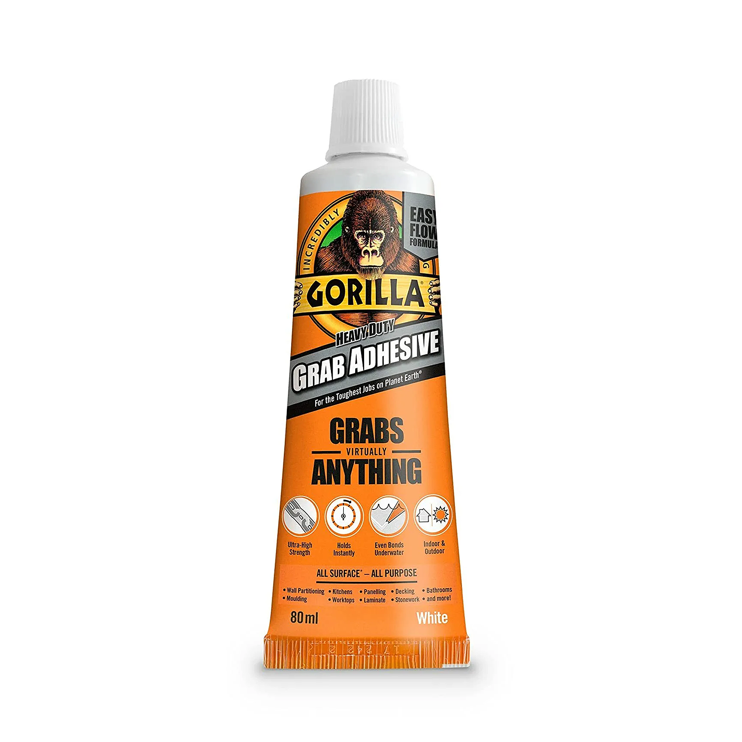 Gorilla Heavy Duty Grab Adhesive White 80ml Tube 2044301
