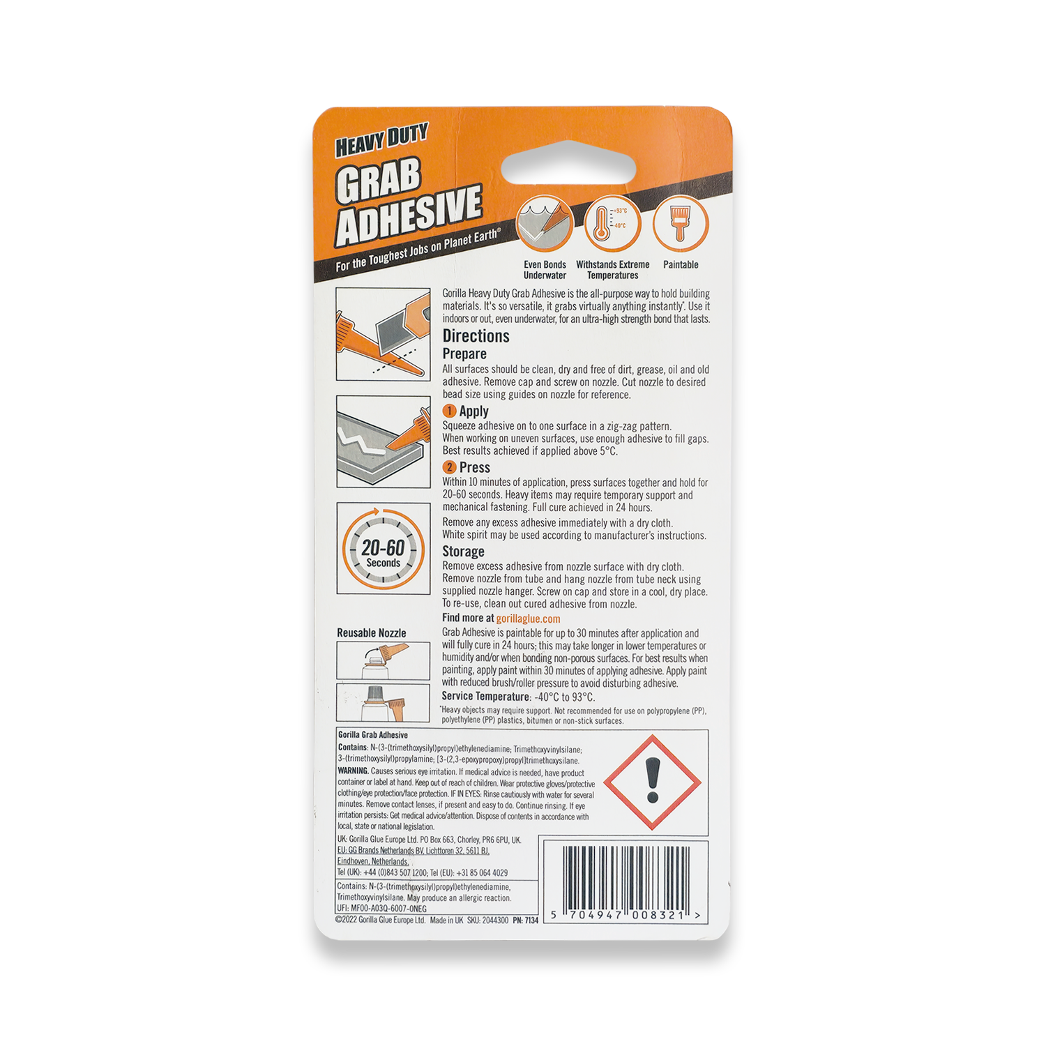 Gorilla Heavy Duty Grab Adhesive White 80ml Tube 2044301 - Image 3