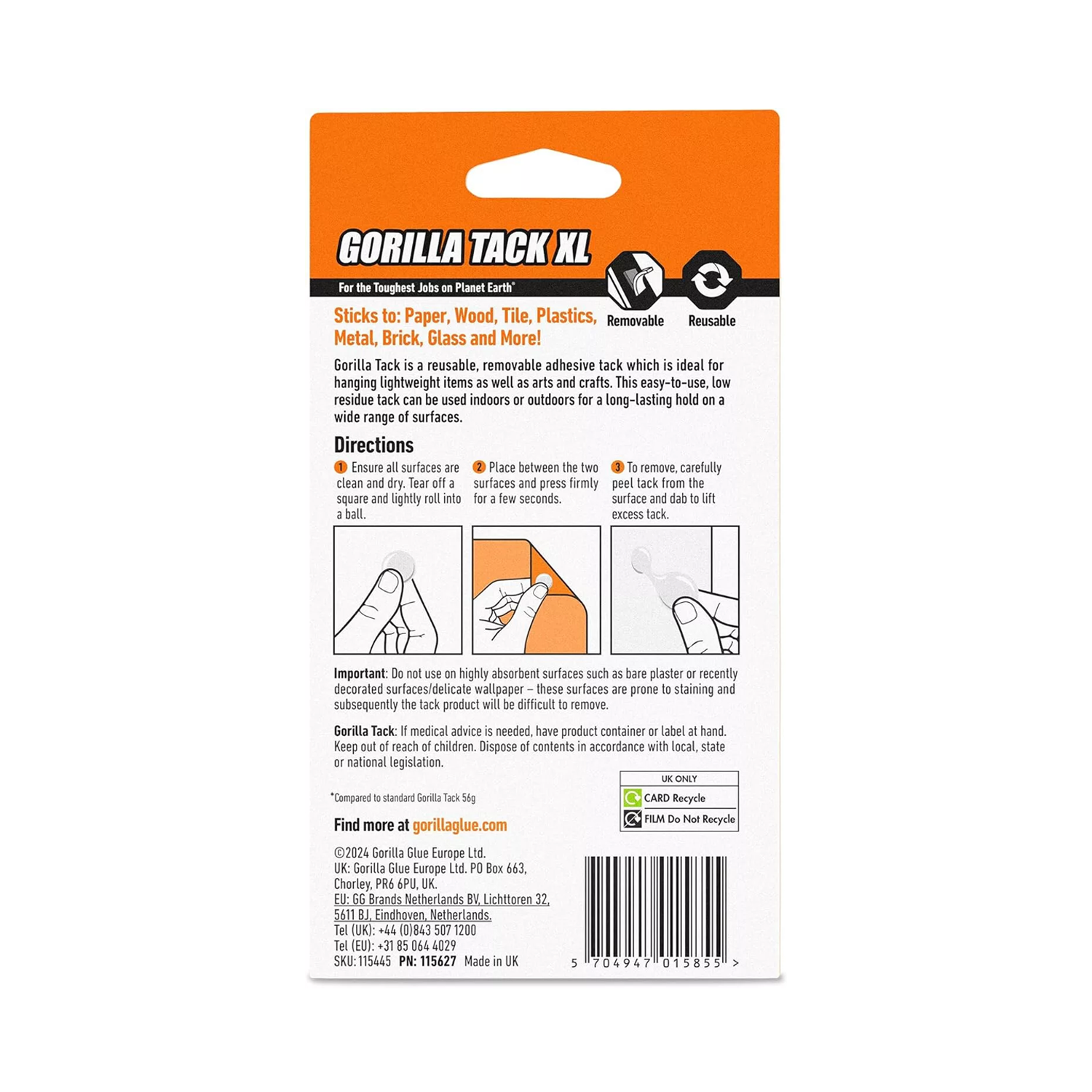 Gorilla Tack XL Pack 112g | 168 Pre-Cut Squares 115770 - Image 2