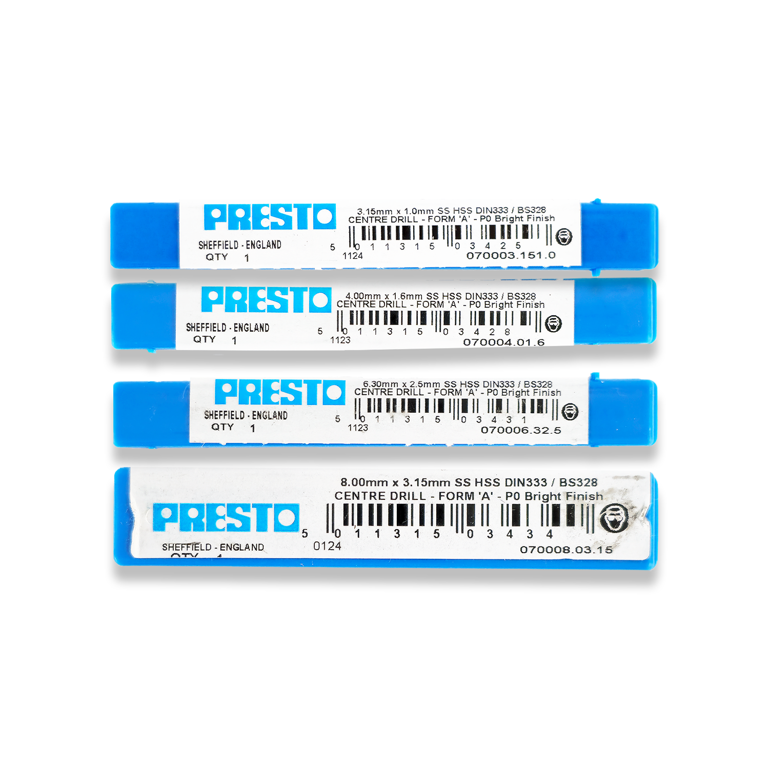 PRESTO 4PC HSS Centre Drills 1mm, 1.6mm, 2.5mm & 3.15mm - Image 2