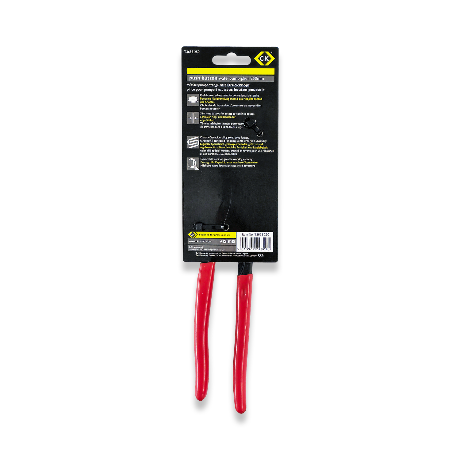CK Tools Push Button Waterpump Pliers 250mm T3653A 250 - Image 5