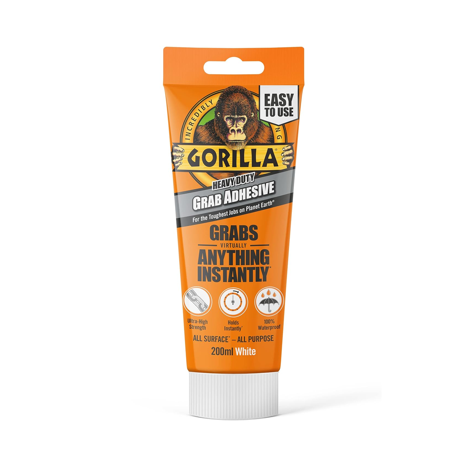 Gorilla Heavy Duty Grab Adhesive White 200ml Tube 2044311