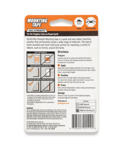 Alternative view of Gorilla Max Strength Indoor Mounting Tape 25mm x 1.5m Roll 114791