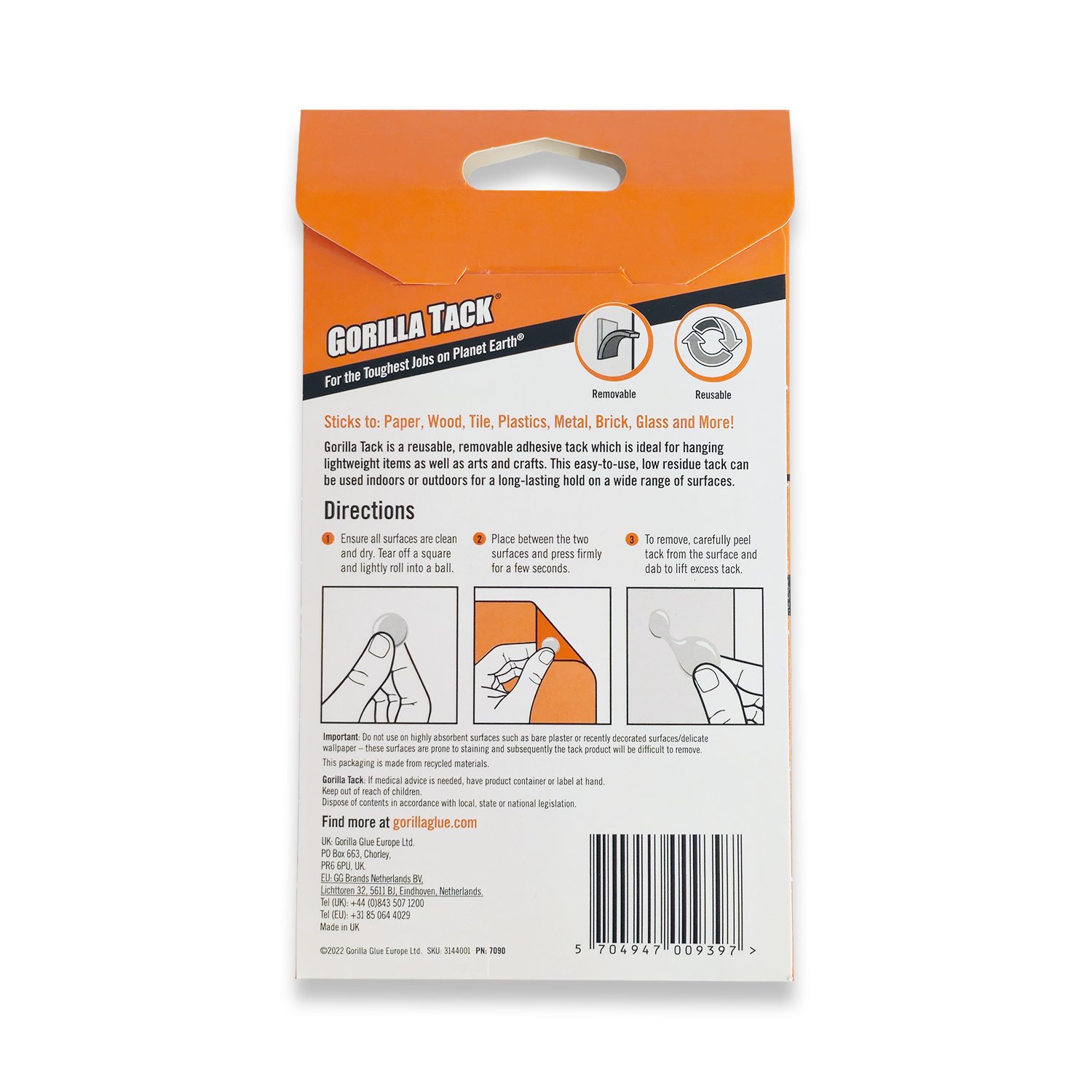 Gorilla Tack 56g 84 Pre-Cut Squares 3144104 - Image 2