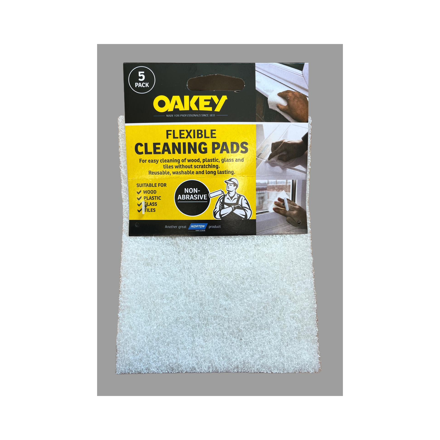 Norton Oakey White Pack of 5 non-woven sanding pad 115x150mm