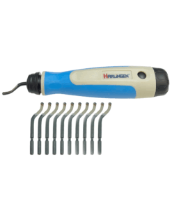 Harlingen hand deburring tool with 10 E100 blades soft plastic handle