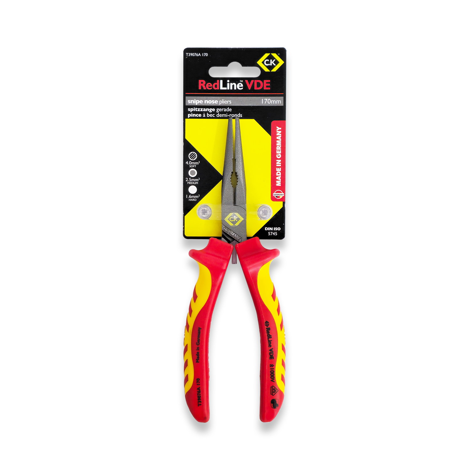 CK Tools RedLine VDE Snipe Nose Pliers Straight 170mm T39076A 170