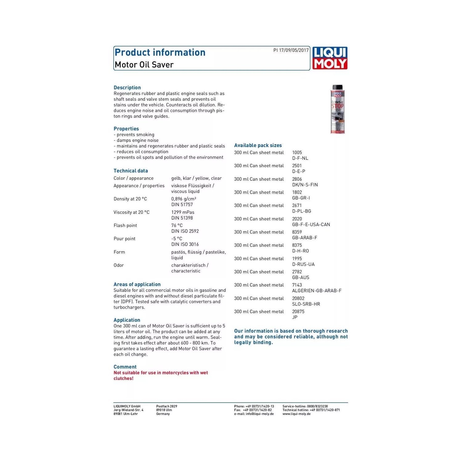 LIQUI MOLY Motor Oil Saver 300ml 1802 - Image 4