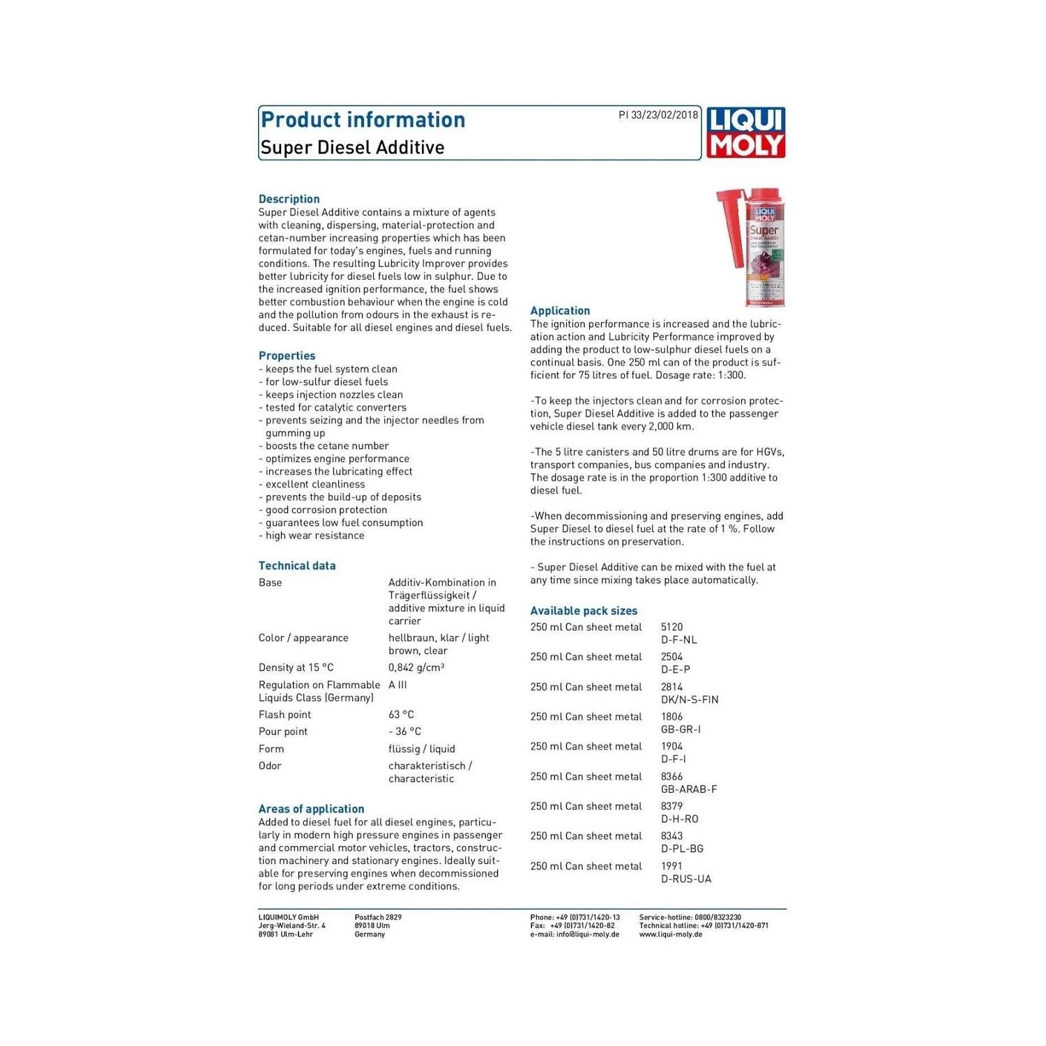 LIQUI MOLY Super Diesel Additive 250ml Fuel Additive 1806 - Image 2
