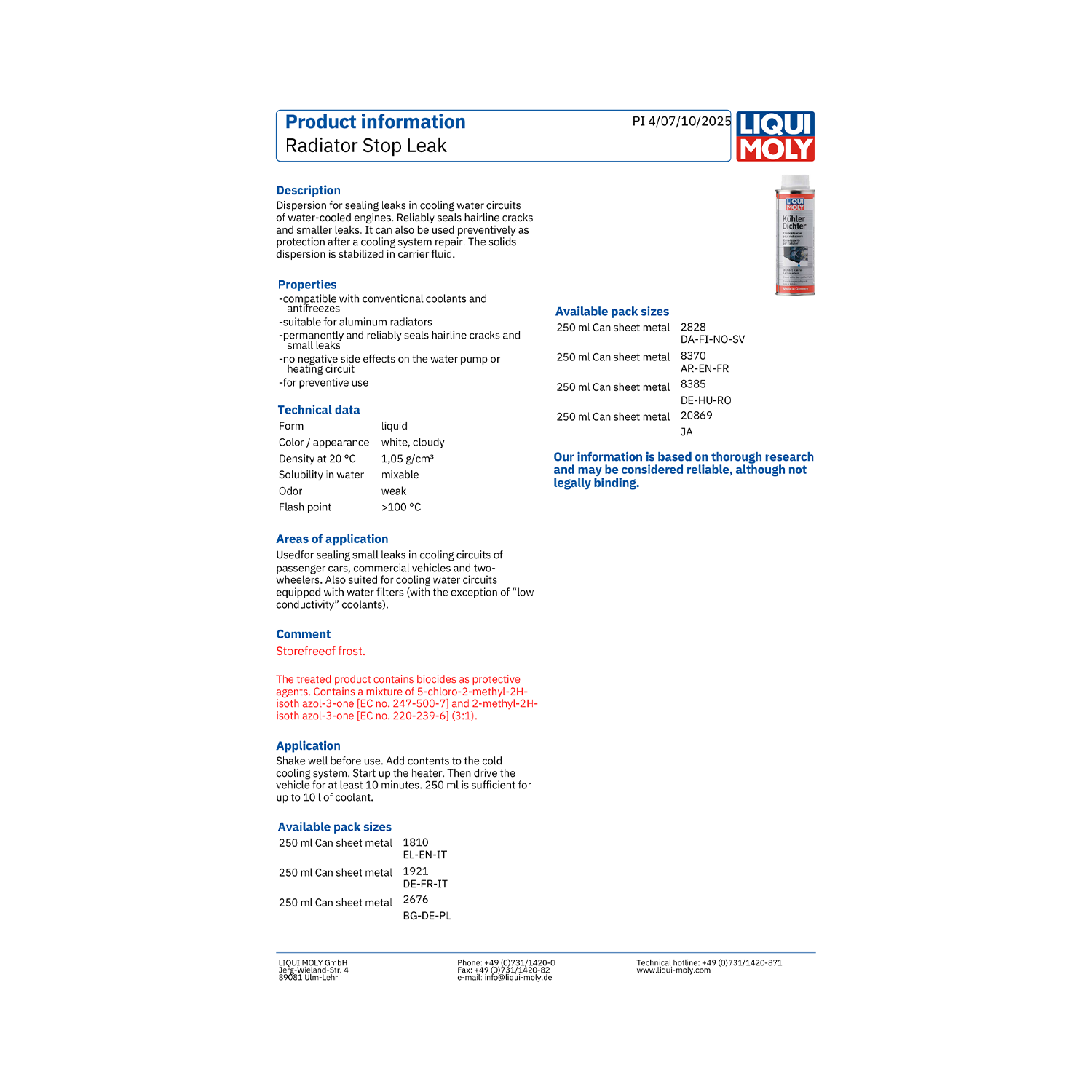 LIQUI MOLY Radiator Stop Leak 250mm 1810 - Image 2