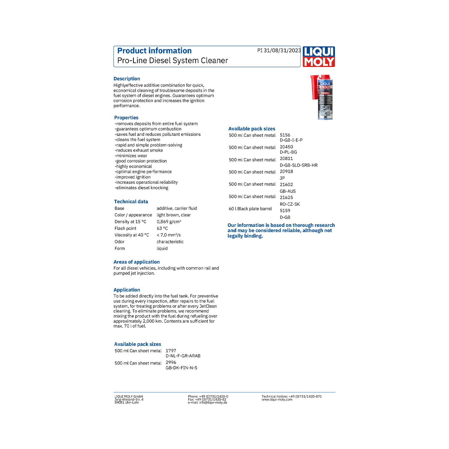 LIQUI MOLY Pro-Line Diesel System Cleaner 500ml Fuel Additive 5156 - Image 2