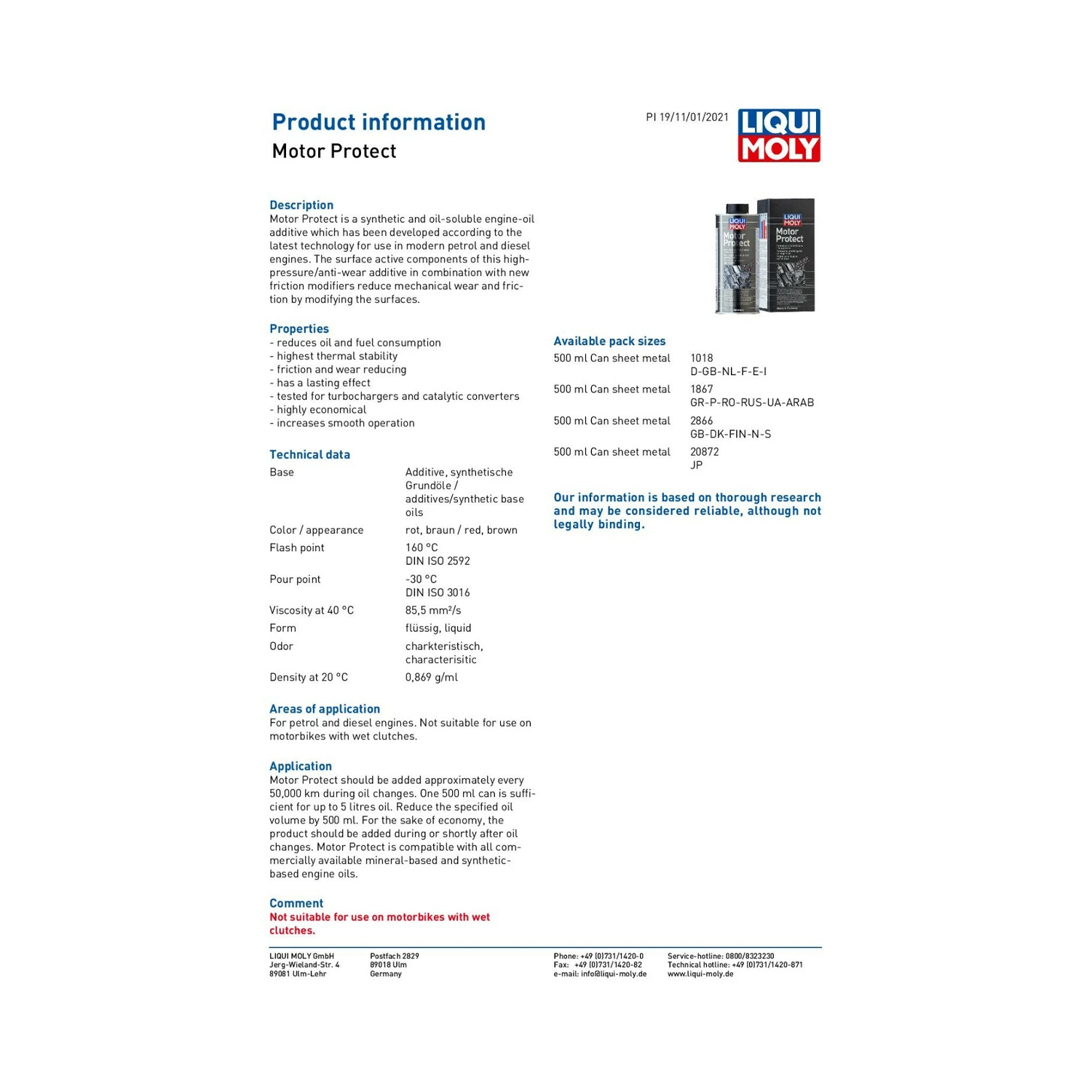 LIQUI MOLY Motor Protect Engine Oil Additive 500ml 1018 - Image 3