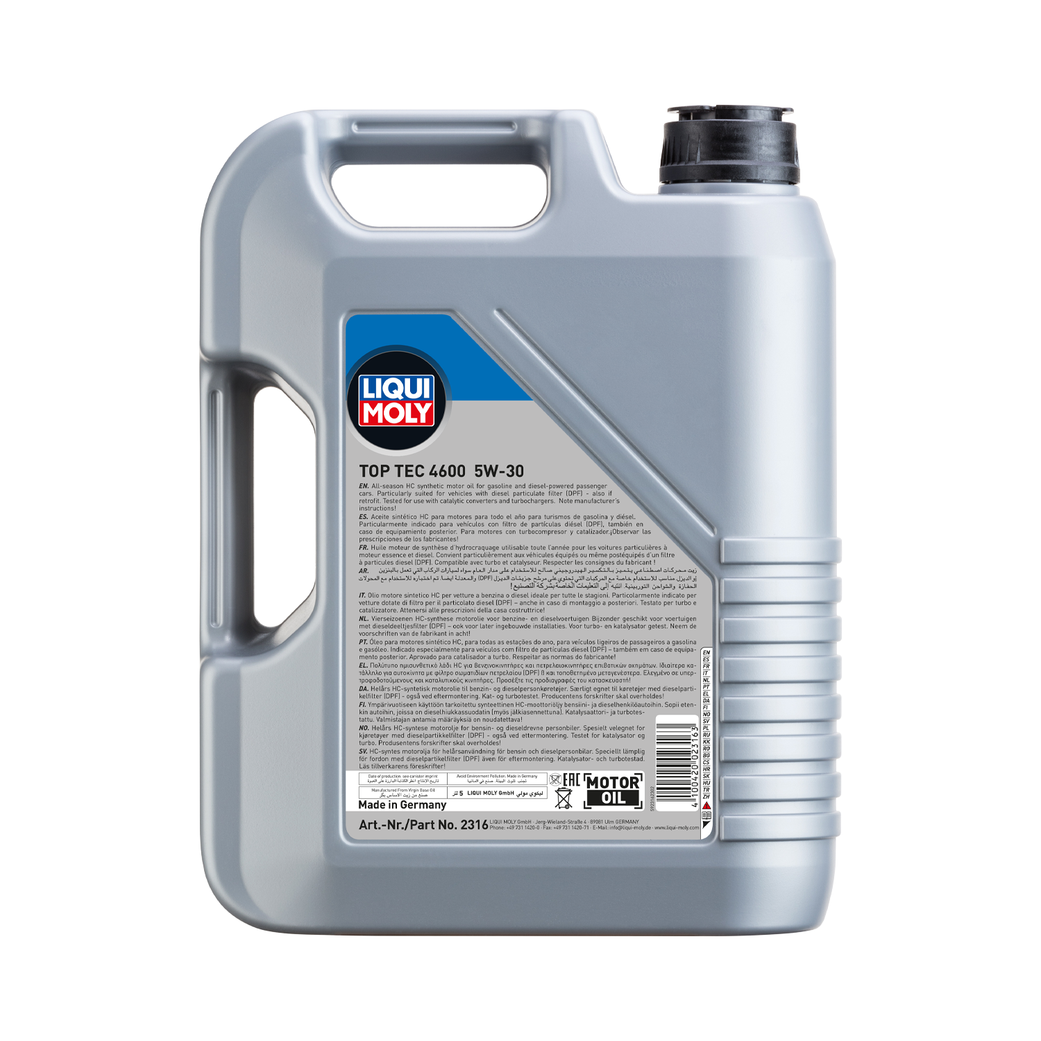 LIQUI MOLY Top Tec 4600 5W-30 Synthetic Engine Oil 5 Litre 2316 - Image 2