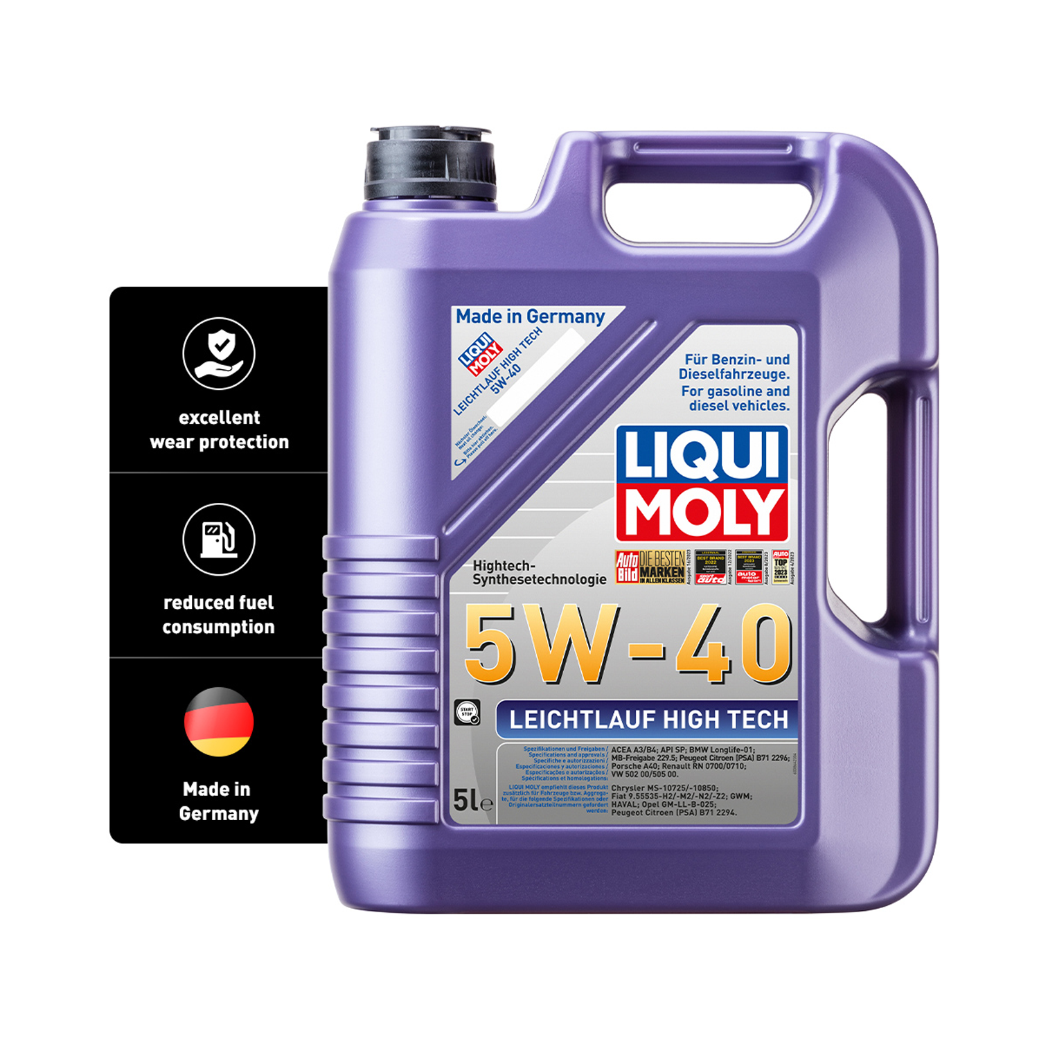 LIQUI MOLY Leichtlauf High Tech 5W-40 Synthetic Engine Oil 5 Litre 2328 - Image 2