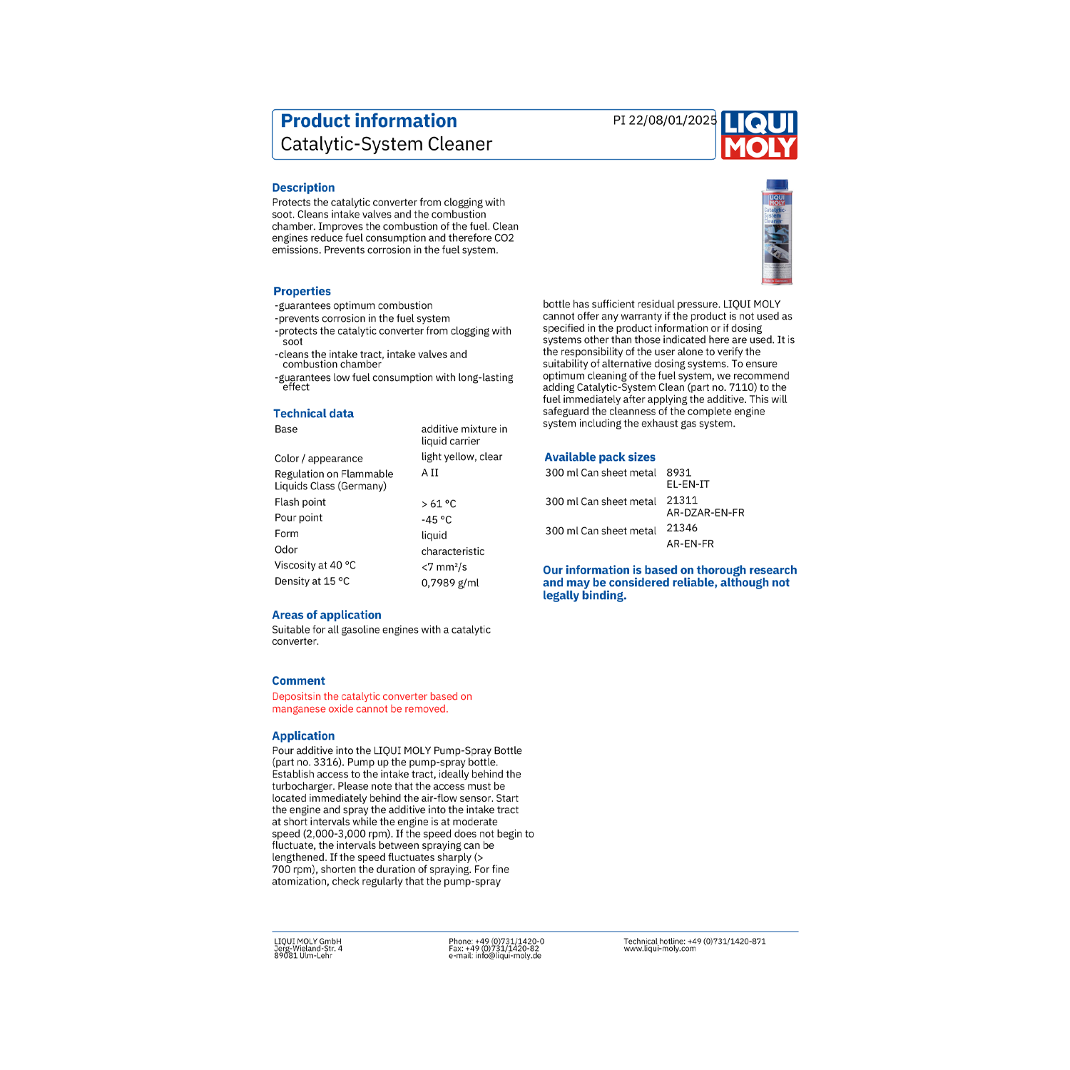 LIQUI MOLY Catalytic System Cleaner 300ml 8931 - Image 2