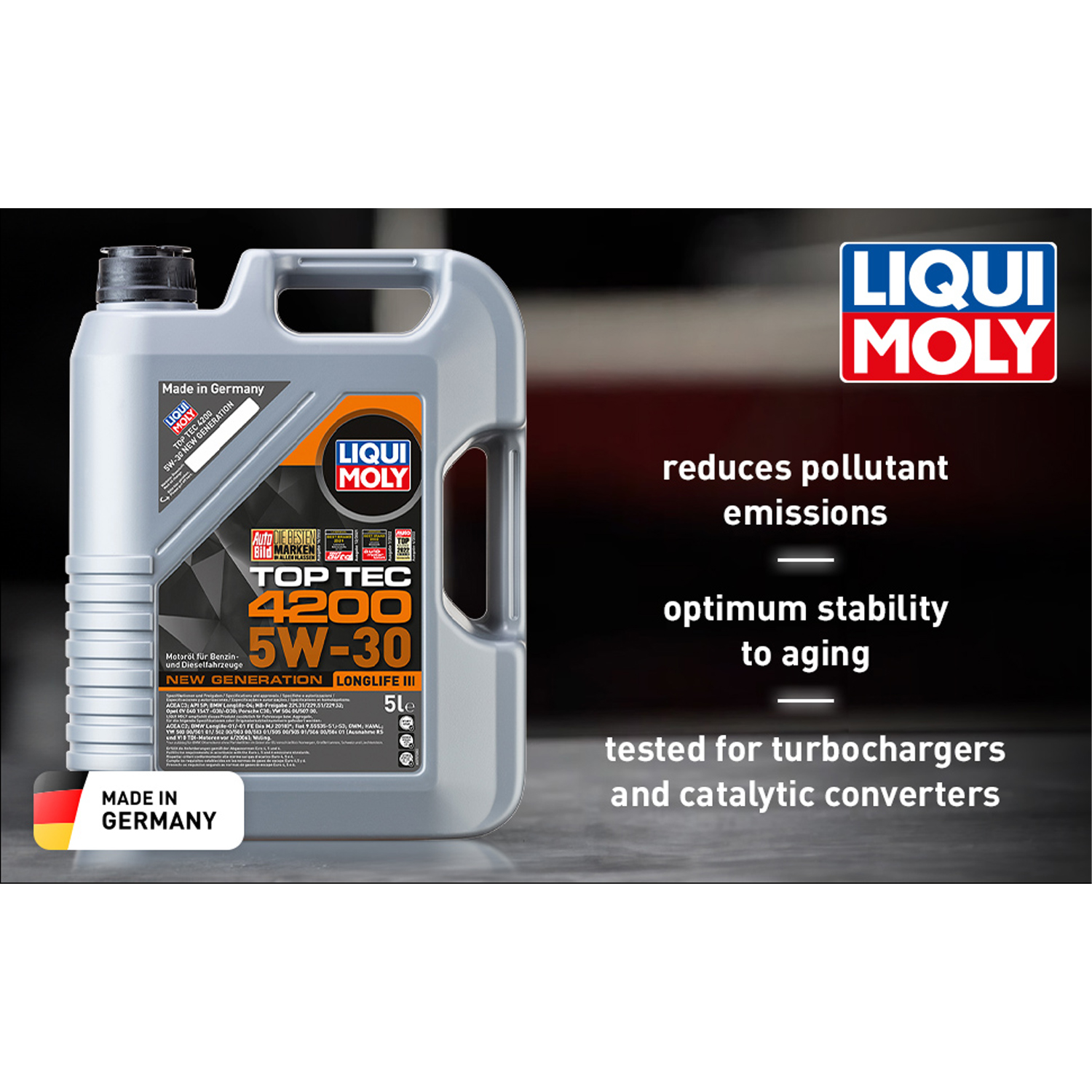 LIQUI MOLY Top Tec 4200 5W-30 Long life Engine Oil 5 Litre - Image 4