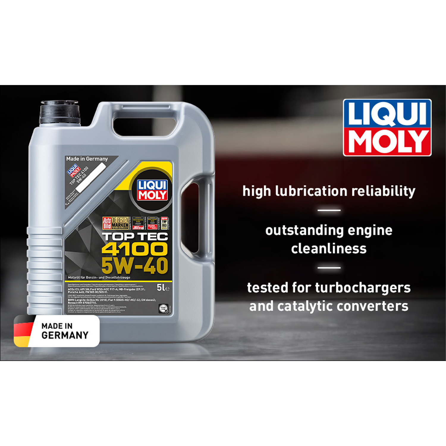 LIQUI MOLY Top Tec 4100 5W-40 Low-Friction Engine Oil 5 Litre - Image 4