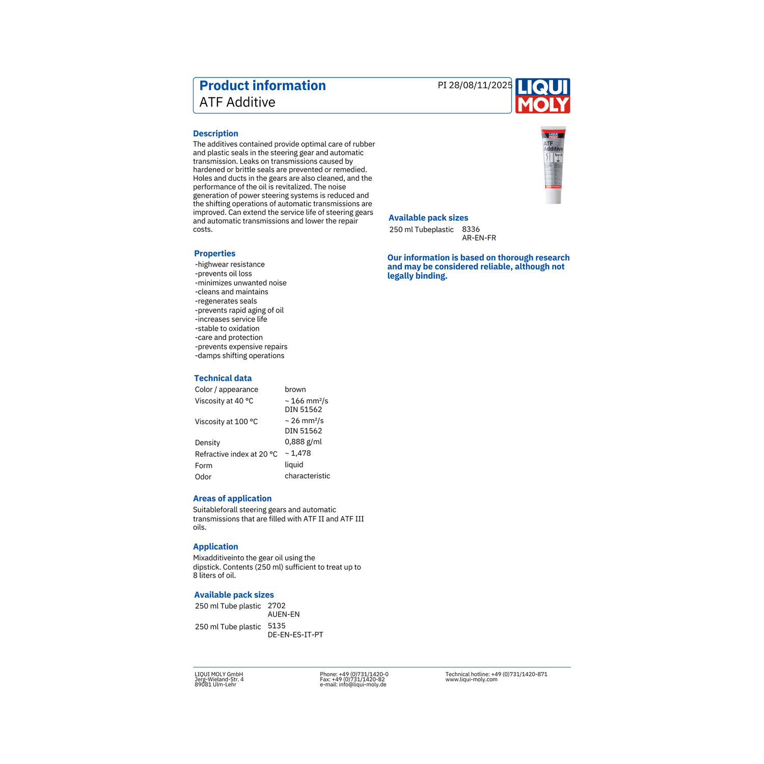 LIQUI MOLY ATF Additive 250ml 5135 - Image 2