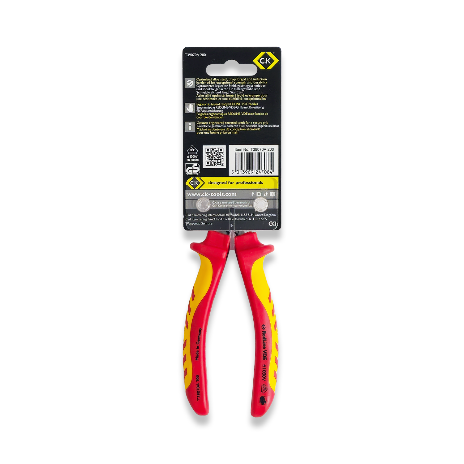CK Tools RedLine VDE Bent Snipe Nose Pliers 200mm T39070A 200 - Image 2