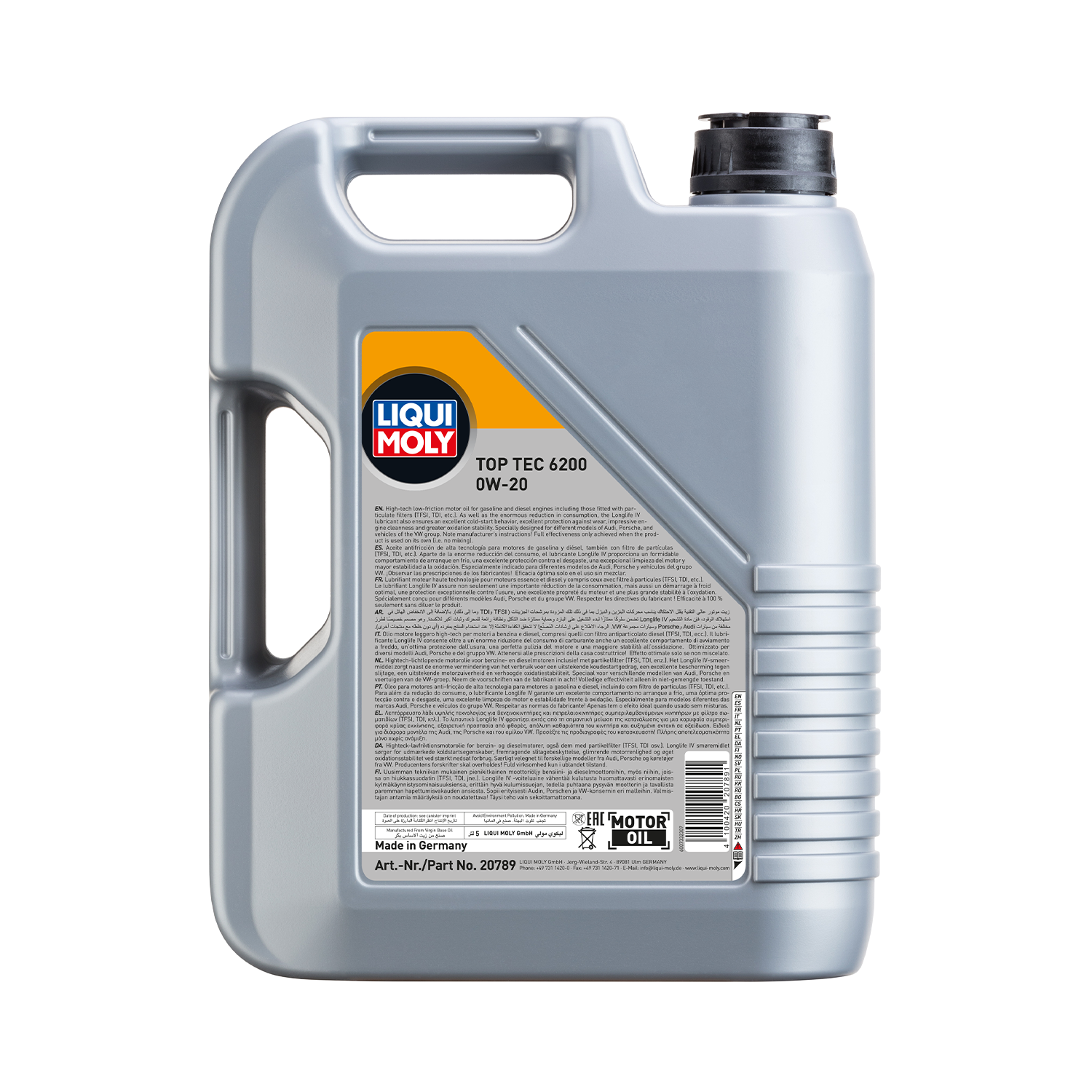 LIQUI MOLY Top Tec 6200 0W-20 Low-Friction Engine Oil 5 Litre - Image 2