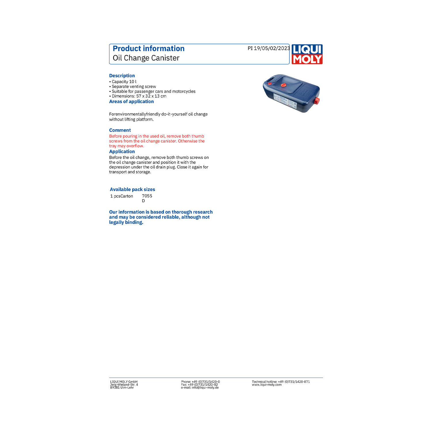 LIQUI MOLY 10L Oil Change Canister/Oil Fluid Drain Pan 7055 - Image 4