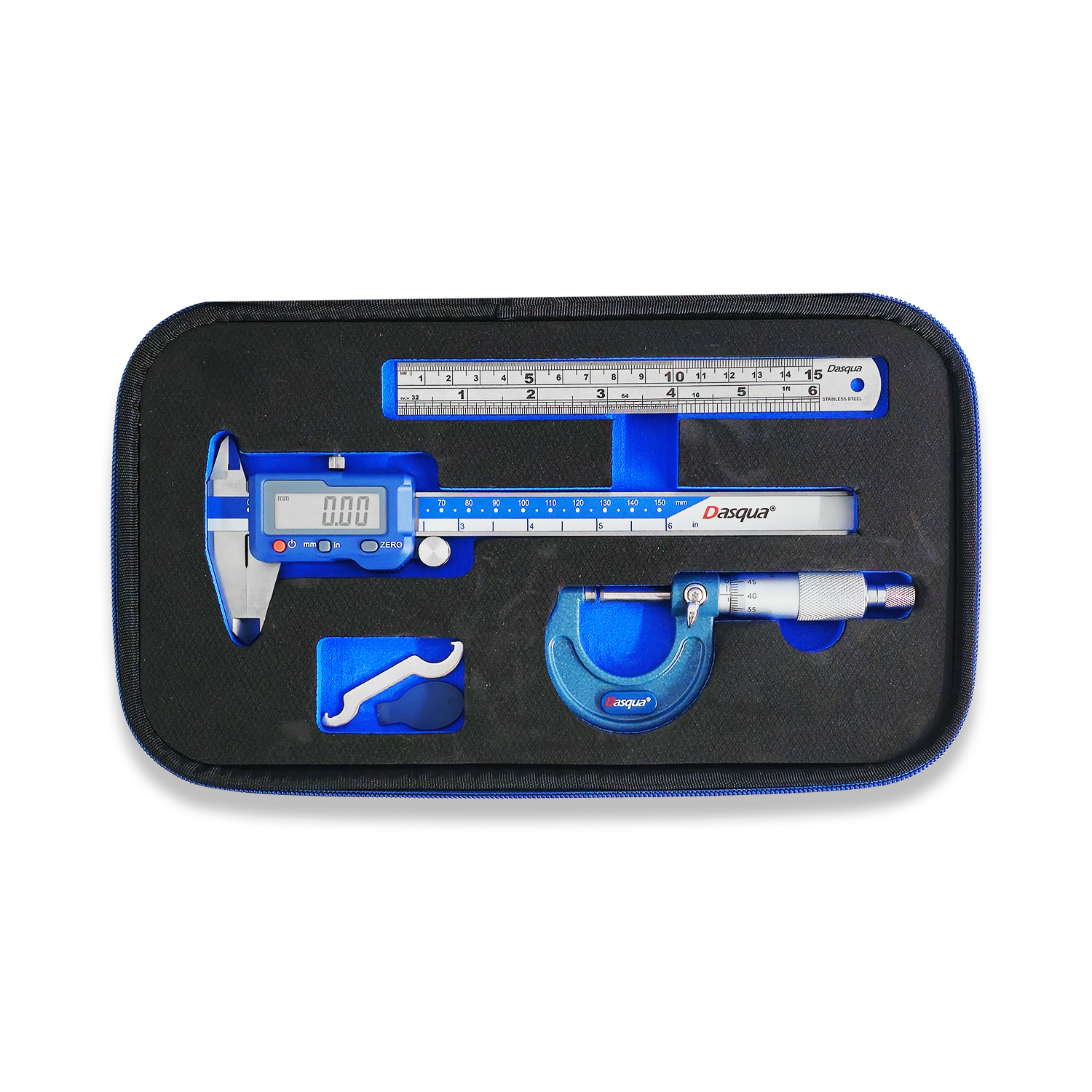 DASQUA 3PC DIGITAL CALIPER, MICROMETER AND RULER MEASURING SET 2210-8350 - Image 3
