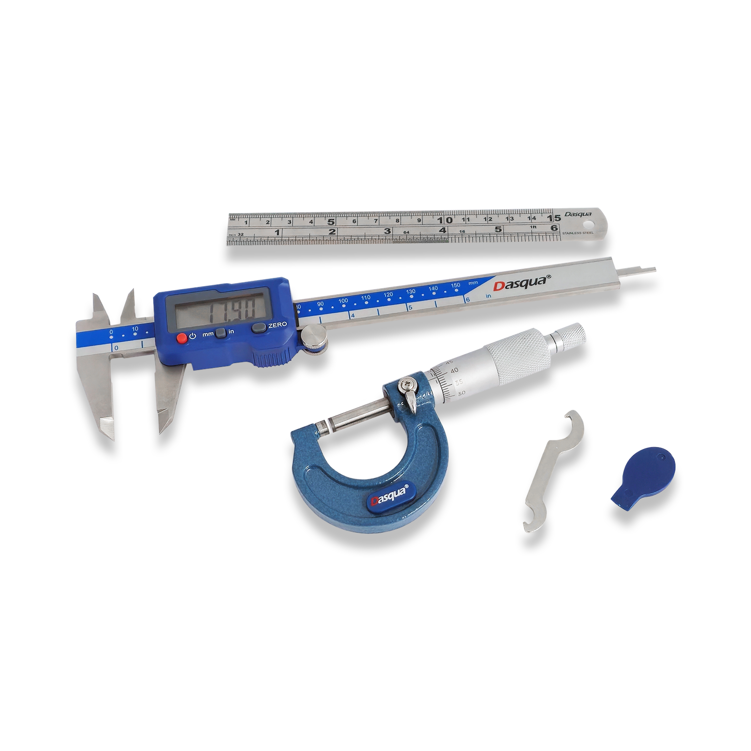 DASQUA 3PC DIGITAL CALIPER, MICROMETER AND RULER MEASURING SET 2210-8350