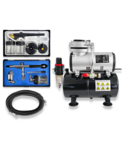AIRBRUSH TANK COMPRESSOR KIT WITH AIR BRUSHES 134 + 138 AND HOSE