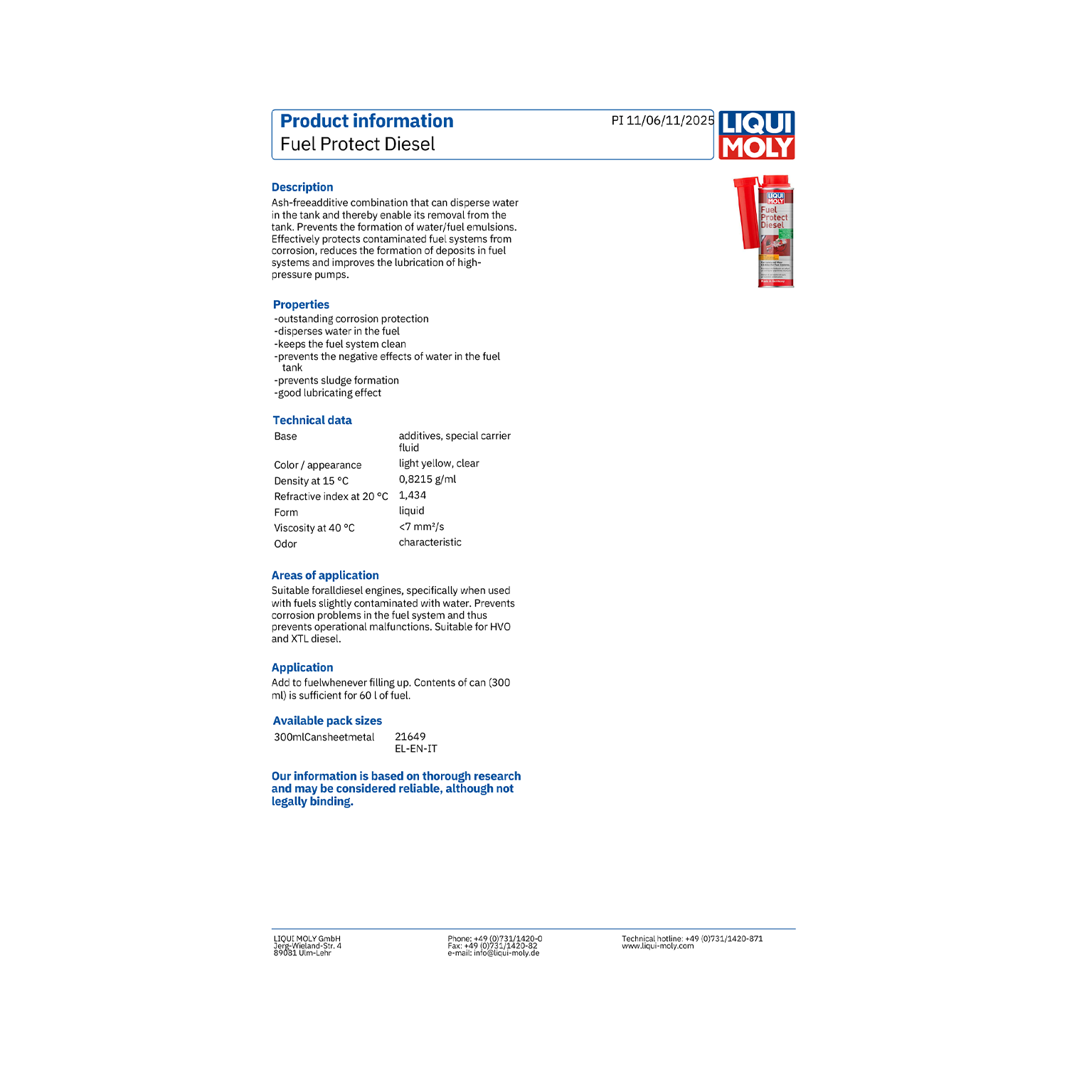 LIQUI MOLY Fuel Protect Diesel Fuel Additive 300ml 21649 - Image 2